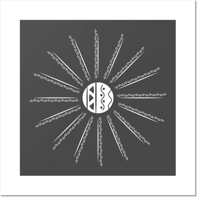 Minimal boho tribal sun design white Wall Art by JDP Designs